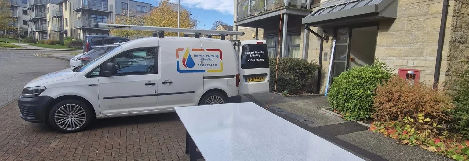 Belmont Plumbing and Heating service van on an Aberdeen street